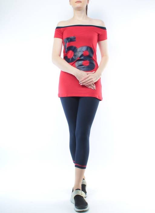 1202 RED/DK. BLUE Спортивный костюм для фитнеса женский (90% вискоза, 10% лайкра)