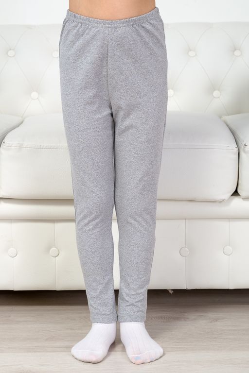 Легинсы подростковые из кулирки с лайкрой серый меланж - Амадэль фото 2