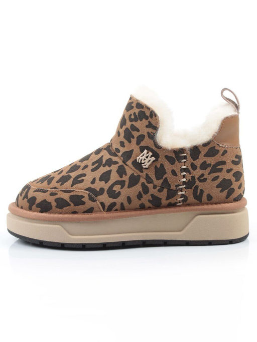 04-PAJW01-5Z BROWN/LEOPARD Ботинки зимние женские (натуральная замша, 100% шерсть, натуральный мех)