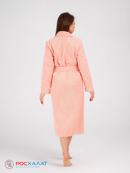 Женский махровый халат с шалькой светло-коралловый МЗ-02 (6)