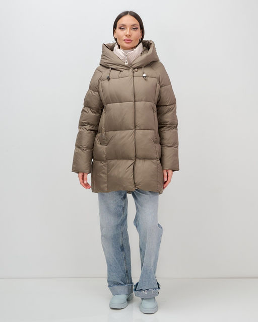 Куртка двубортная женская зимняя с капюшоном коричневого цвета 7736K Бренд: Visdeer  фото 16