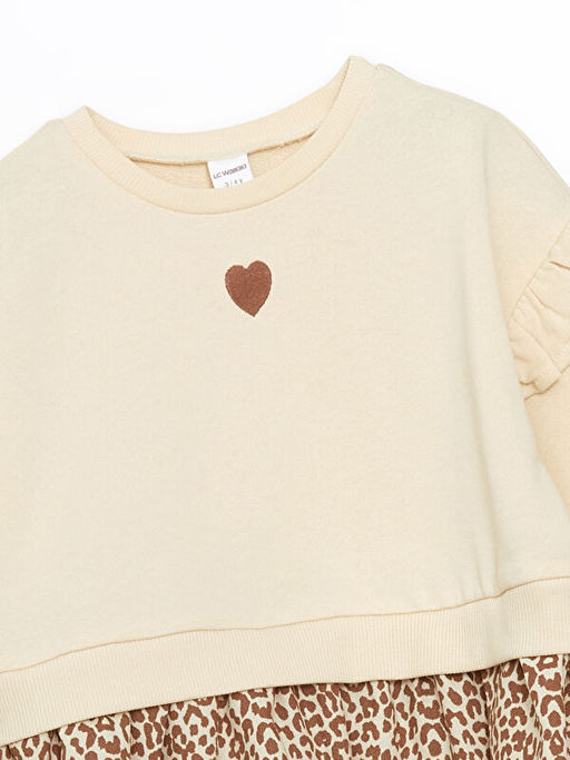 Bisiklet Yaka Leopar Desenli K?z ?ocuk Elbise