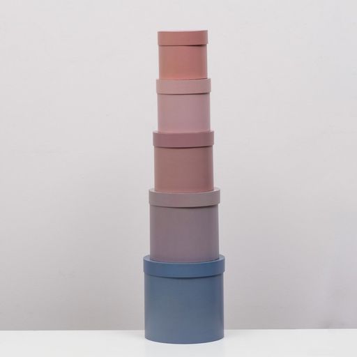 Набор круглых коробок 5 в 1 "Песочный", 13 х 13,5 -19.5 х 23 см