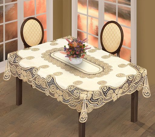 Скатерть арт. 230339/130/3, прямоугольная, размеры 130 см х 180 см, цвет кремово-золотистый
