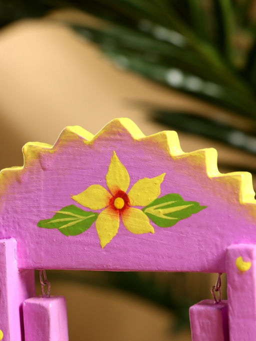 Сувенир Зайки на качелях, 11?5.4?14.4 см, дерево, сиреневый