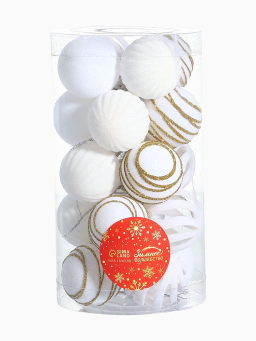 Ёлочные шары набор 20 шт., d=4 см, Бархат. Феерия белый - Зимнее волшебство фото 6
