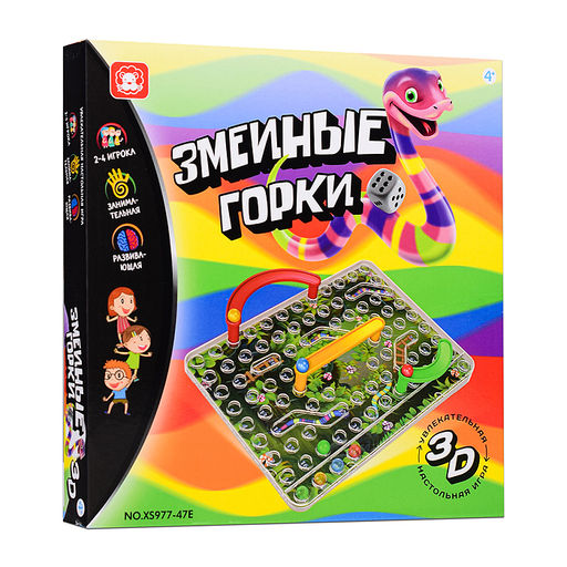 Игра настольная "Змеиные горки" в коробке