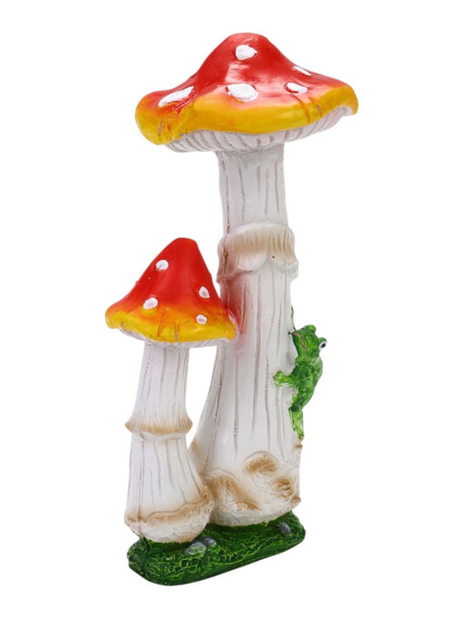 Садовая фигура из полистоуна «Мухомор с лягушкой», 13×13×32 см