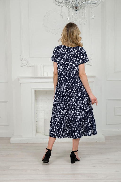 Платье женское из кулирки Кармелита горошек на темно-синем - Амадэль фото 9