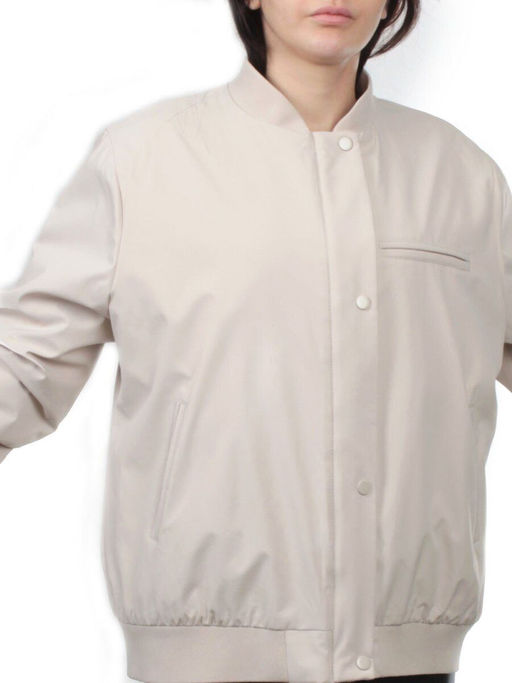 H24-608 LT. BEIGE Куртка бомбер демисезонная женская (100 гр. синтепон) - Fashion фото 2