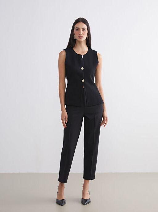 Bisiklet Yaka Kad?n Triko Yelek