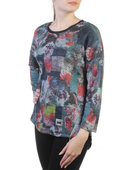 4001 DK. BLUE Кофта женская (60% хлопок, 20% вискоза, 10% полиамид, 10% эластан)