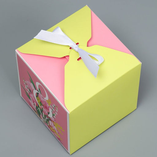 Цена за 2 шт. Коробка подарочная складная, упаковка, «8 марта», 12×12×12 см