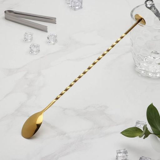 Ложка барная с мадлером из нержавеющей стали, длина 32 см, золотистая - Simaland фото 2
