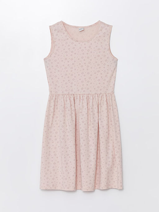 Bisiklet Yaka Bask?l? K?z ?ocuk Elbise