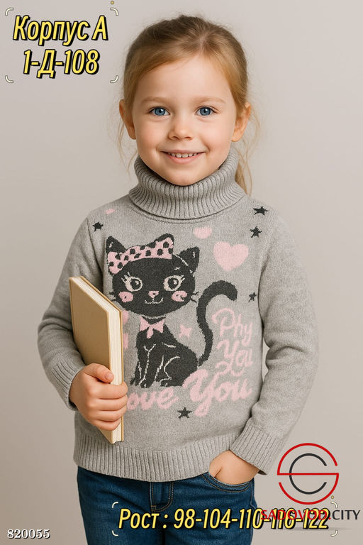 Свитер для девочки с рисунком