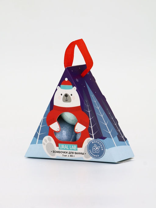 Бомбочки для ванны «Мишка», 3 шт х 40 г, морозная черника, URAL LAB