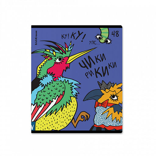 Цена за 5 шт. Тетрадь общая ученическая ErichKrause Crazy Birds, 48 листов, клетка, выборочный УФ-лак_MIX-PACK  фото 6