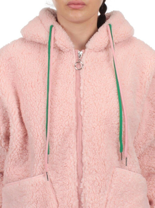 1003 PINK Куртка плюшевая демисезонная (65% хлопок, 35% полиэстер) оверсайз 44-54
