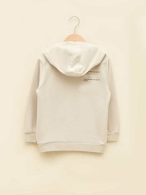 Kap??onlu Bask?l? Uzun Kollu Erkek ?ocuk Fermuarl? Sweatshirt - Waikiki фото 2