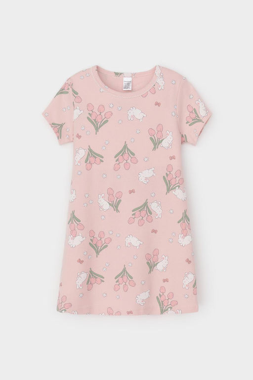 Crockid _ К 1156/тропический персик,зайчики и тюльпаны сорочка ночная для дев  фото 2