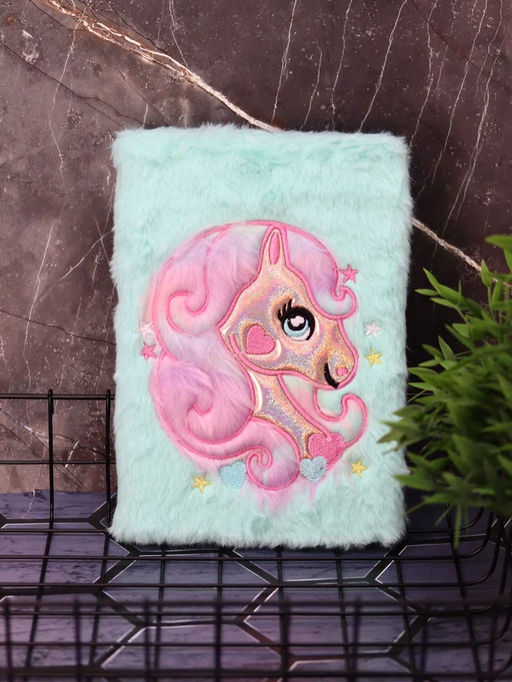 Блокнот плюшевый "Beautiful unicorn", green mix, 15х21 см, плотность 80 гр.