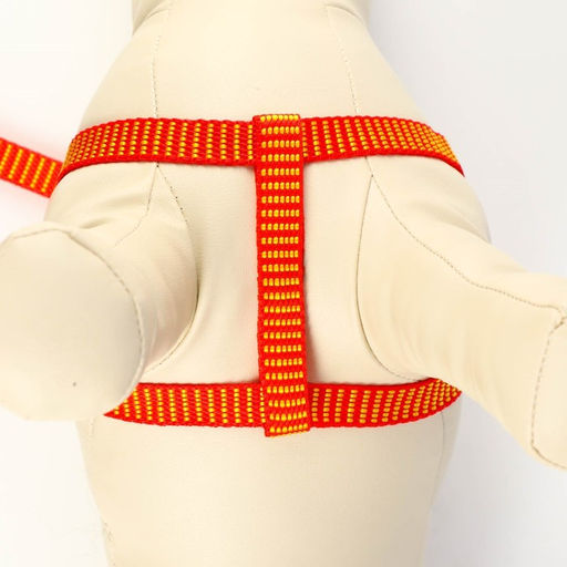 Комплект амуниции рельефный, поводок 120 х 1,5 см, ОГ 36-49 см, красно-жёлтый - Пижон фото 5