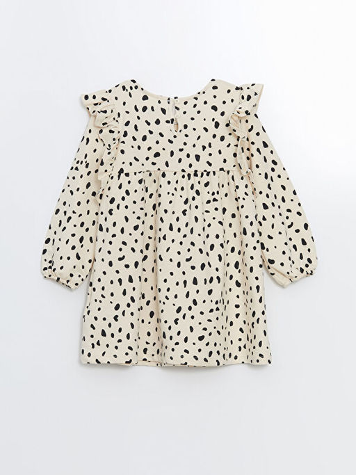 Bisiklet Yaka Uzun Kollu Bask?l? K?z ?ocuk Elbise - Waikiki фото 3