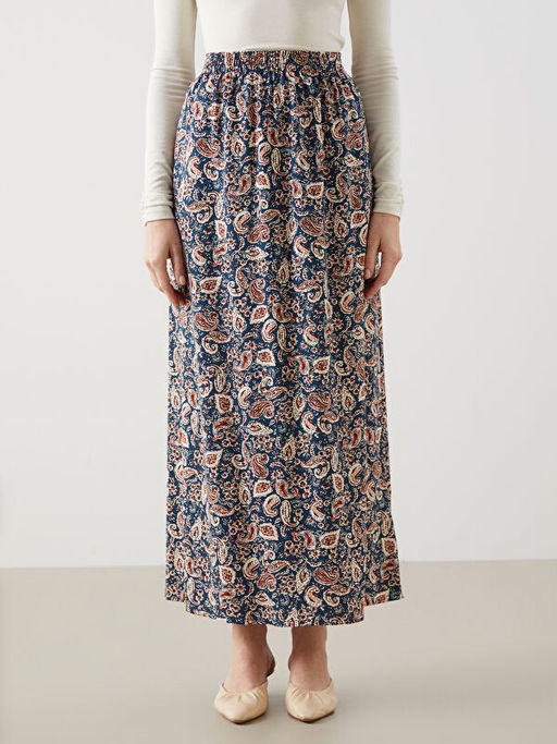 Beli Lastikli Desenli Kad?n Etek