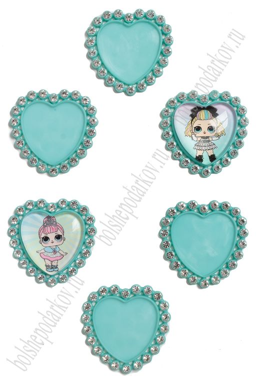 Крышечка со стразами "Сердечко" (10 шт) SF-3632, аквамариновый №218