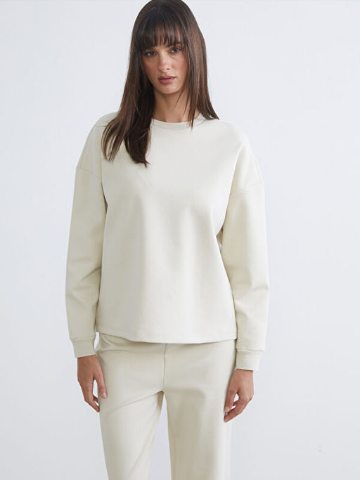 Bisiklet Yaka Oversize Kad?n Sweatshirt