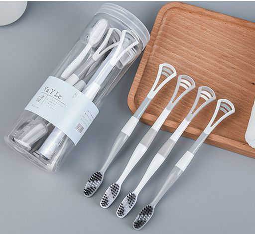 Набор зубных щеток со скребком для языка (8 шт.) в тубусе