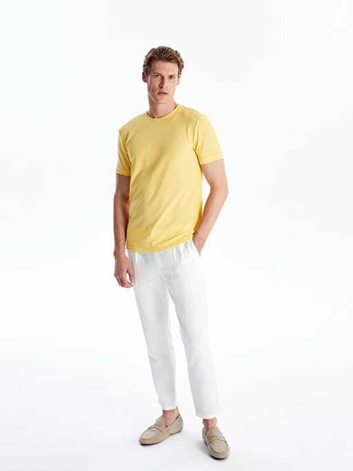 Bisiklet Yaka K?sa Kollu Erkek Dokulu Ti??rt