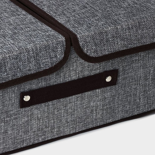 Короб стеллажный для хранения с двойной крышкой Доляна Тэри, 362516 см, серый фото 3