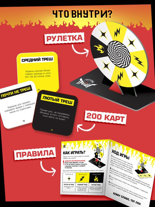 Настольная игра «Рулетка треша», 200 карт, 16+
