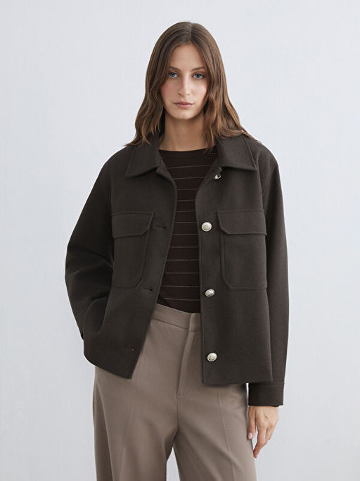 G?mlek Yaka Kad?n Ka?e Ceket