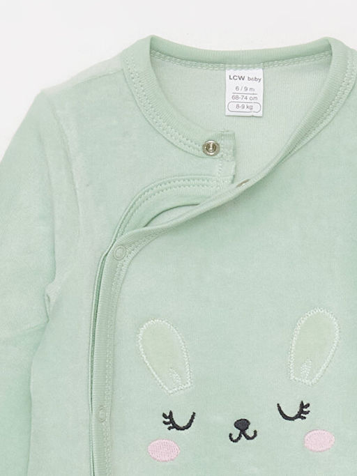 Bisiklet Yaka Nak?? Detayl? Kadife K?z Bebek Tulum(0-12 Ay Patikli, 12 Ay+ Patiksiz) - Waikiki фото 2