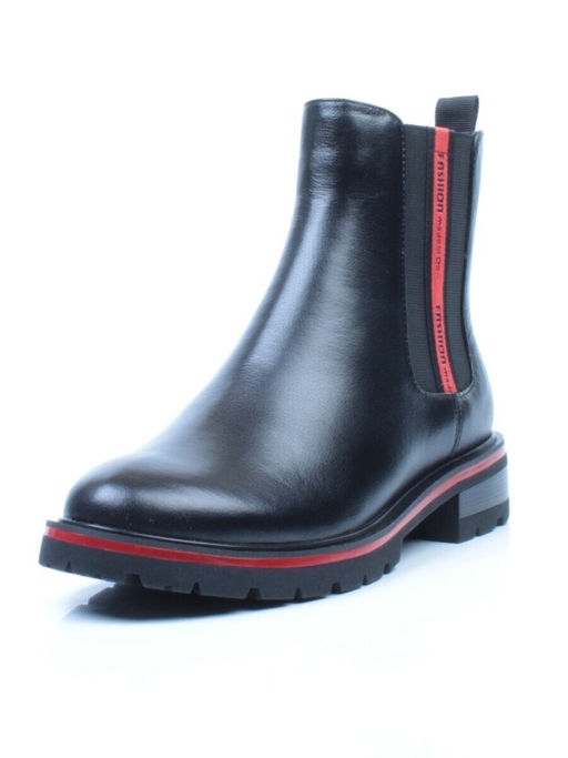 01-C1203-21R100M-1BLACK Ботинки демисезонные женские (натуральная кожа, байка)
