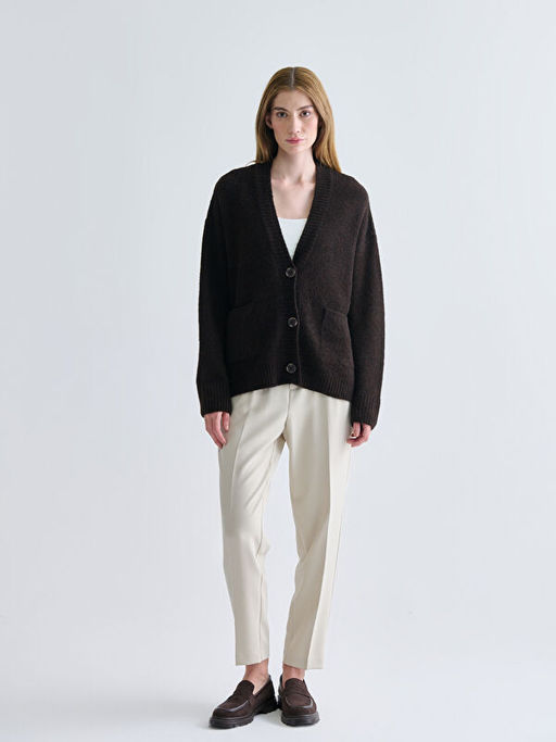 V Yaka Oversize Kad?n Triko H?rka