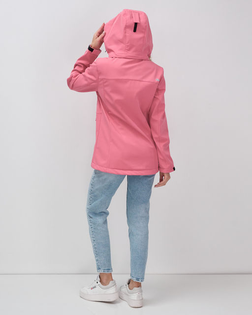 Ветровка спортивная женская с капюшоном softshell розового цвета 9566R - Mtforce фото 23