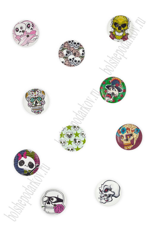 Пуговицы декоративные 20 мм с рисунком "Череп" (50 шт) SF-2182