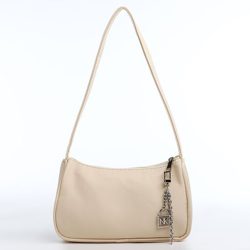 Сумка багет из текстиля, Nazamok, 23*13*5 см, бежевый цвет  фото 6