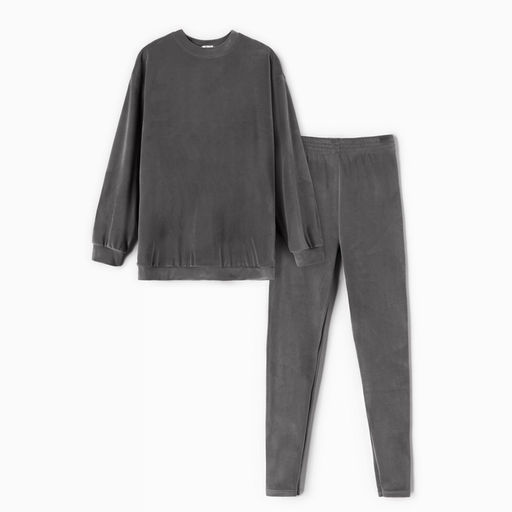 Костюм женский (свитшот, леггинсы) KAFTAN Plushy, размер 40-42, серый