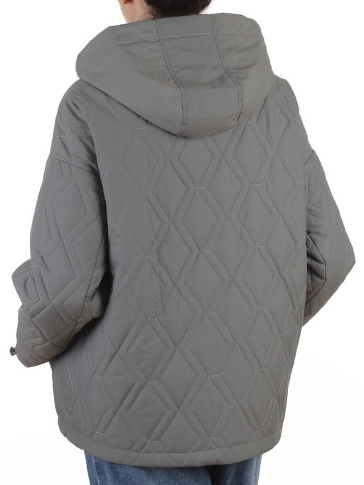 BM4836 GRAY/GREEN Куртка стеганная демисезонная женская (50 гр. холлофайбер)