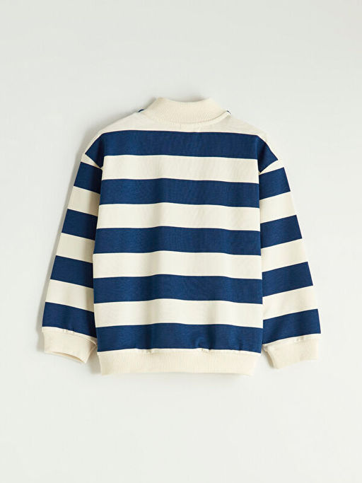 Dik Yaka ?izgili Erkek ?ocuk Sweatshirt