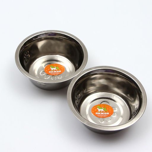 Набор из 2 рельефных мисок на подставке, 2 х 450 мл - Пижон фото 3