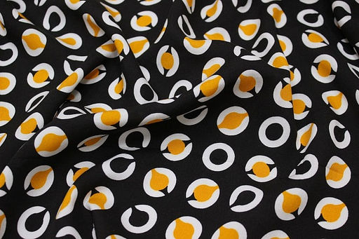 Штапель Витро цв.черный/оранжево-желтый, ш.1.42м, вискоза-100%, 90гр/м.кв - Купава фото 5