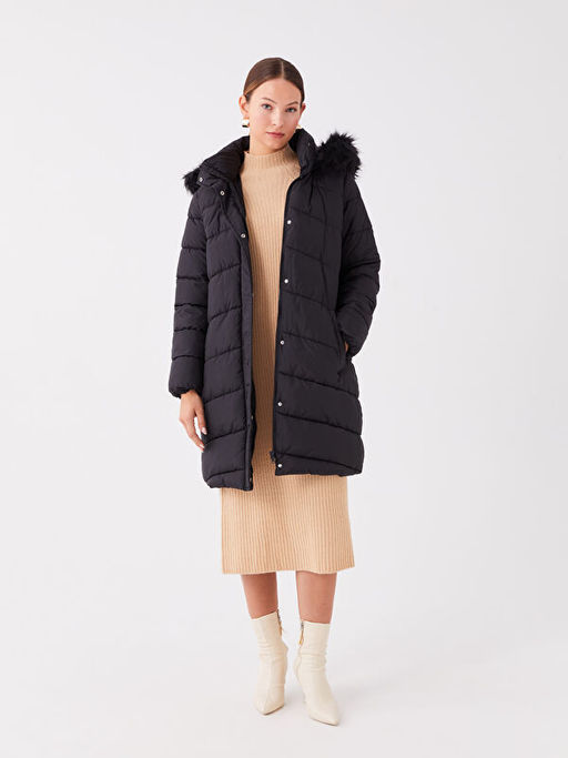 K?rk Detayl? Kap??onlu D?z Uzun Kollu Kad?n ?i?me Mont - Waikiki фото 3