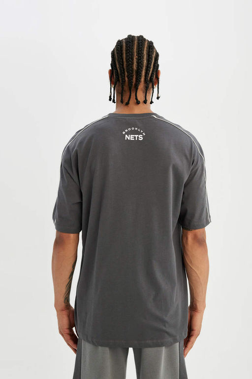 DeFactoFit Футболка Oversize с круглым вырезом и короткими рукавами NBA Brooklyn Nets  фото 6