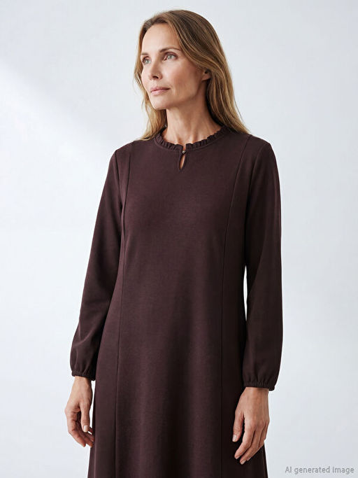 Bisiklet Yaka F?rf?rl? Elbise